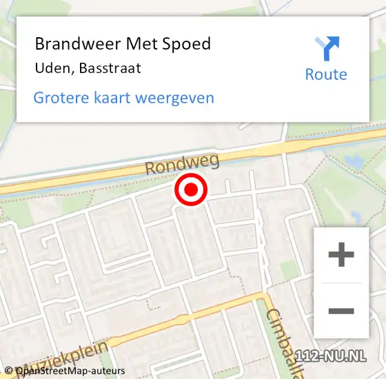 Locatie op kaart van de 112 melding: Brandweer Met Spoed Naar Uden, Basstraat op 20 september 2017 22:11