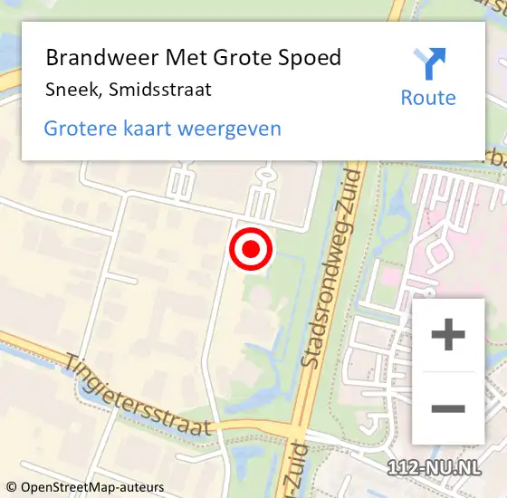 Locatie op kaart van de 112 melding: Brandweer Met Grote Spoed Naar Sneek, Smidsstraat op 20 september 2017 22:16