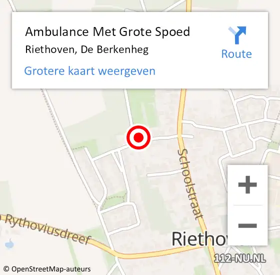 Locatie op kaart van de 112 melding: Ambulance Met Grote Spoed Naar Riethoven, De Berkenheg op 20 september 2017 22:46