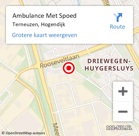Locatie op kaart van de 112 melding: Ambulance Met Spoed Naar Terneuzen, Hogendijk op 20 september 2017 23:27