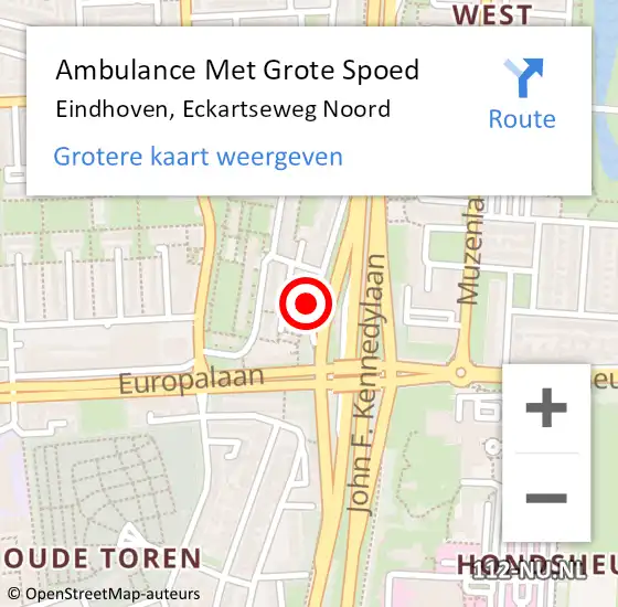 Locatie op kaart van de 112 melding: Ambulance Met Grote Spoed Naar Eindhoven, Eckartseweg Noord op 20 september 2017 23:38