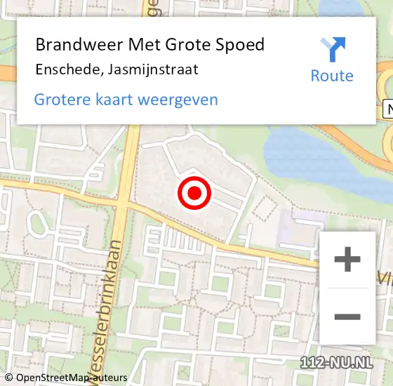 Locatie op kaart van de 112 melding: Brandweer Met Grote Spoed Naar Enschede, Jasmijnstraat op 21 september 2017 03:19