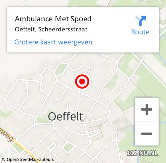 Locatie op kaart van de 112 melding: Ambulance Met Spoed Naar Oeffelt, Scheerdersstraat op 21 september 2017 03:45