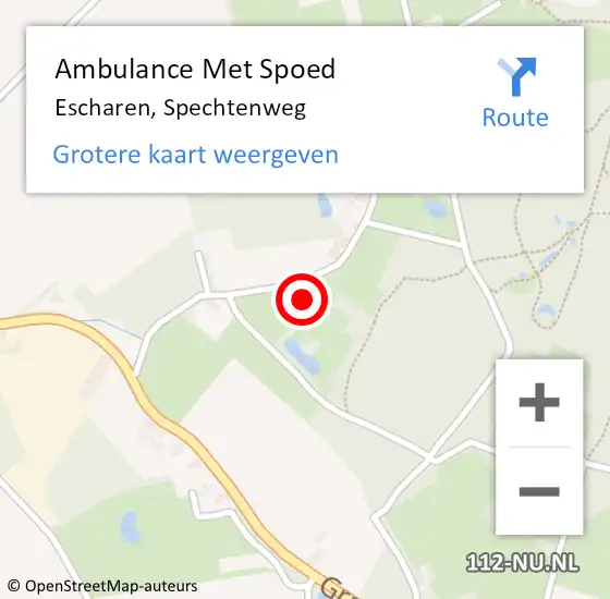 Locatie op kaart van de 112 melding: Ambulance Met Spoed Naar Escharen, Spechtenweg op 21 september 2017 04:47