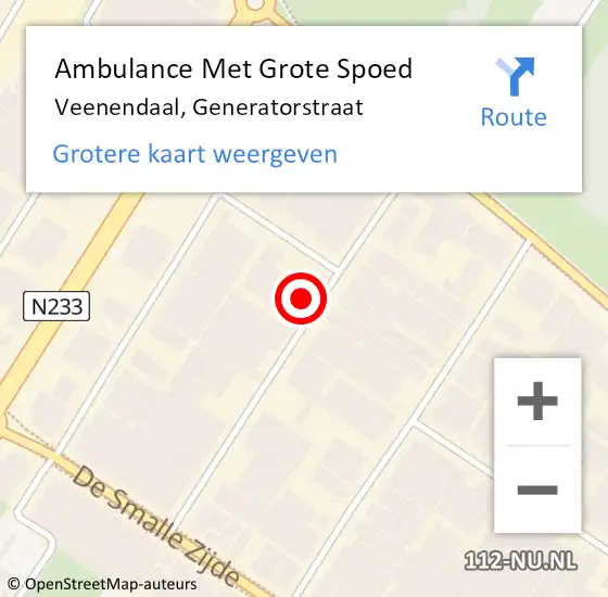 Locatie op kaart van de 112 melding: Ambulance Met Grote Spoed Naar Veenendaal, Generatorstraat op 21 september 2017 04:48