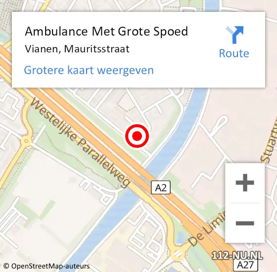 Locatie op kaart van de 112 melding: Ambulance Met Grote Spoed Naar Vianen, Mauritsstraat op 21 september 2017 06:37