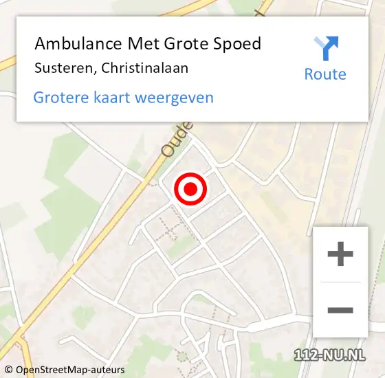 Locatie op kaart van de 112 melding: Ambulance Met Grote Spoed Naar Susteren, Christinalaan op 21 september 2017 07:41