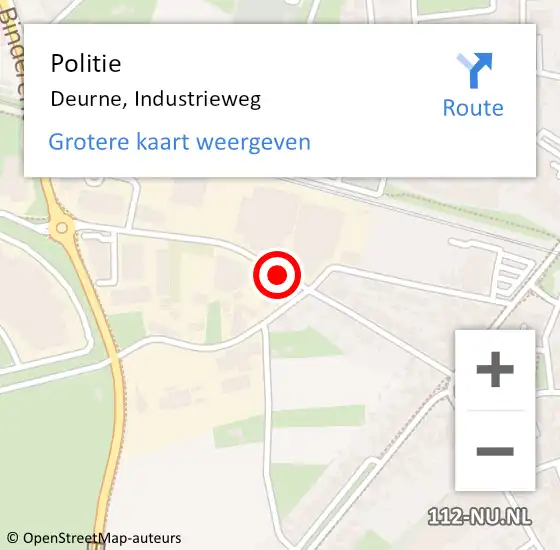 Locatie op kaart van de 112 melding: Politie Deurne, Industrieweg op 21 september 2017 08:21