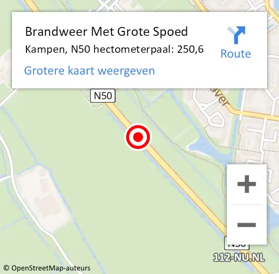 Locatie op kaart van de 112 melding: Brandweer Met Grote Spoed Naar Kampen, N50 R hectometerpaal: 247,8 op 21 september 2017 08:57