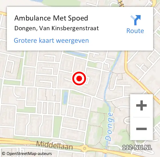 Locatie op kaart van de 112 melding: Ambulance Met Spoed Naar Dongen, Van Kinsbergenstraat op 21 september 2017 09:04