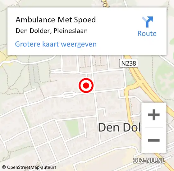 Locatie op kaart van de 112 melding: Ambulance Met Spoed Naar Den Dolder, Pleineslaan op 21 september 2017 09:04