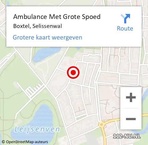 Locatie op kaart van de 112 melding: Ambulance Met Grote Spoed Naar Boxtel, Selissenwal op 21 september 2017 09:17