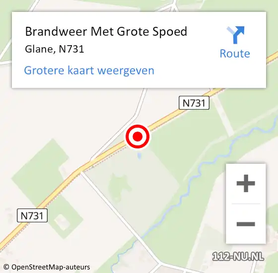 Locatie op kaart van de 112 melding: Brandweer Met Grote Spoed Naar Glane, N731 op 21 september 2017 09:30