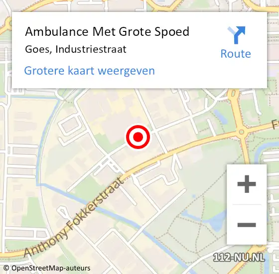 Locatie op kaart van de 112 melding: Ambulance Met Grote Spoed Naar Goes, Industriestraat op 21 september 2017 09:46