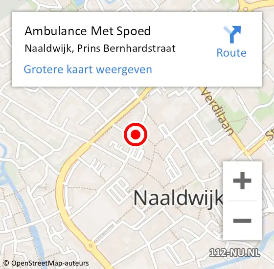 Locatie op kaart van de 112 melding: Ambulance Met Spoed Naar Naaldwijk, Prins Bernhardstraat op 21 september 2017 10:17