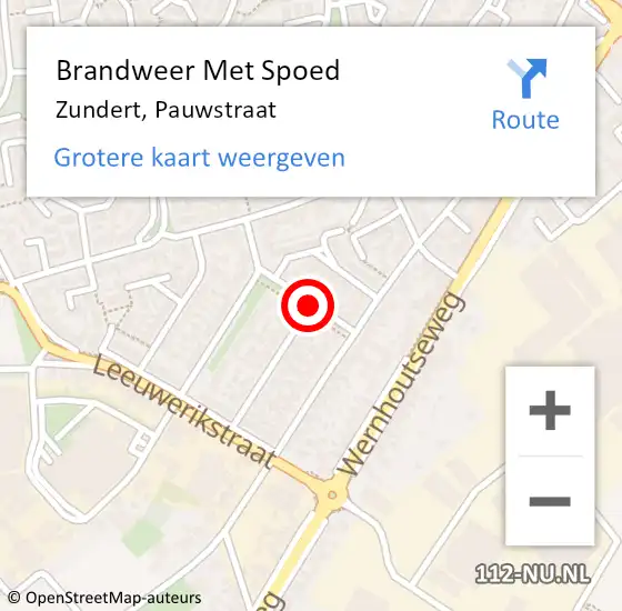 Locatie op kaart van de 112 melding: Brandweer Met Spoed Naar Zundert, Pauwstraat op 21 september 2017 11:04