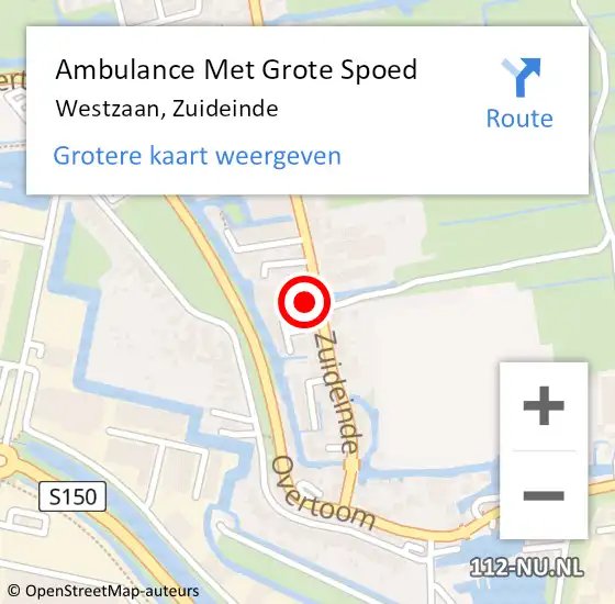 Locatie op kaart van de 112 melding: Ambulance Met Grote Spoed Naar Westzaan, Zuideinde op 21 september 2017 11:05