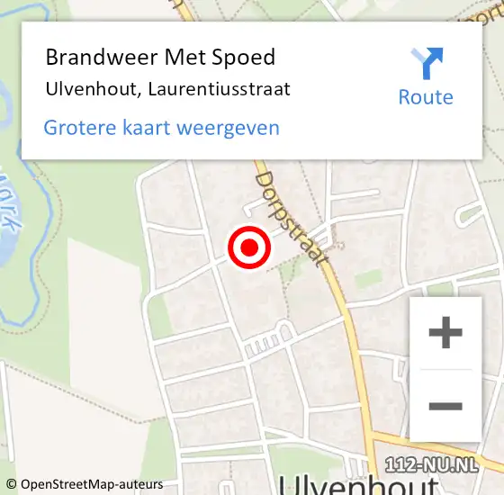 Locatie op kaart van de 112 melding: Brandweer Met Spoed Naar Ulvenhout, Laurentiusstraat op 21 september 2017 11:07