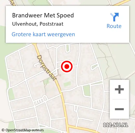 Locatie op kaart van de 112 melding: Brandweer Met Spoed Naar Ulvenhout, Poststraat op 21 september 2017 11:07