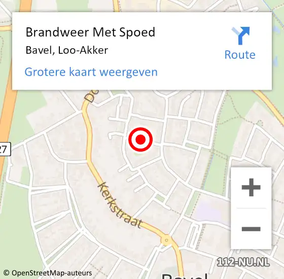 Locatie op kaart van de 112 melding: Brandweer Met Spoed Naar Bavel, Loo-Akker op 21 september 2017 11:08