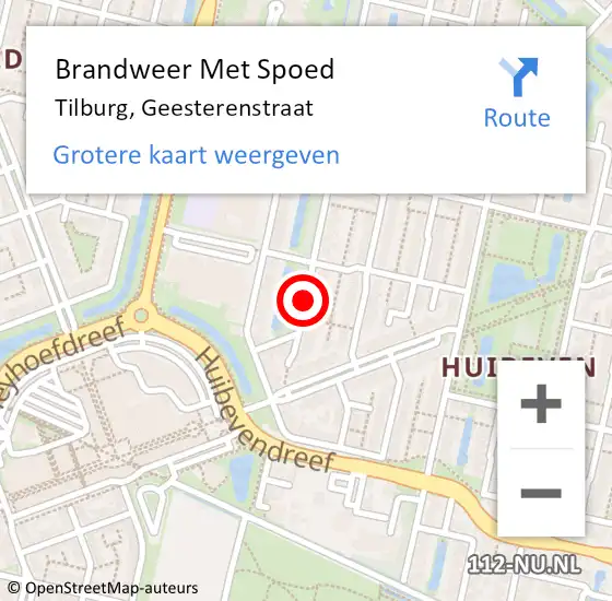 Locatie op kaart van de 112 melding: Brandweer Met Spoed Naar Tilburg, Geesterenstraat op 21 september 2017 11:14