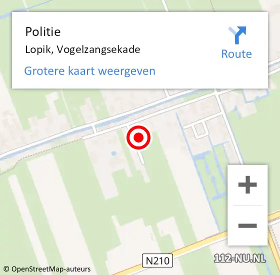 Locatie op kaart van de 112 melding: Politie Lopik, Vogelzangsekade op 21 september 2017 11:20