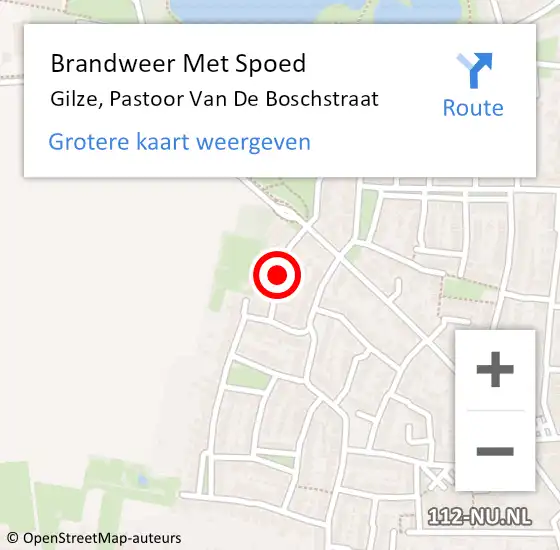 Locatie op kaart van de 112 melding: Brandweer Met Spoed Naar Gilze, Pastoor Van De Boschstraat op 21 september 2017 11:24