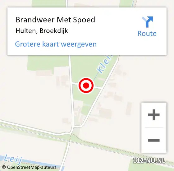 Locatie op kaart van de 112 melding: Brandweer Met Spoed Naar Hulten, Broekdijk op 21 september 2017 11:25