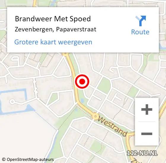 Locatie op kaart van de 112 melding: Brandweer Met Spoed Naar Zevenbergen, Papaverstraat op 21 september 2017 11:35