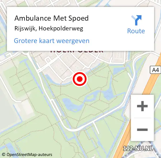 Locatie op kaart van de 112 melding: Ambulance Met Spoed Naar Rijswijk, Hoekpolderweg op 21 september 2017 12:24