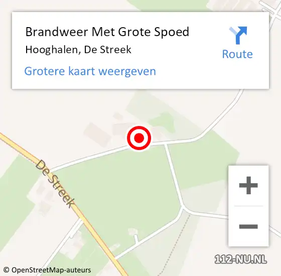 Locatie op kaart van de 112 melding: Brandweer Met Grote Spoed Naar Hooghalen, De Streek op 21 september 2017 14:01