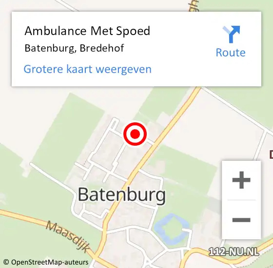 Locatie op kaart van de 112 melding: Ambulance Met Spoed Naar Batenburg, Bredehof op 21 september 2017 14:42