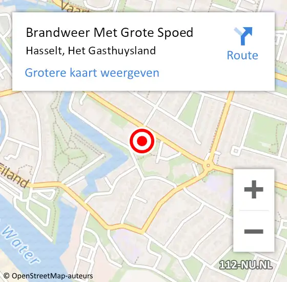 Locatie op kaart van de 112 melding: Brandweer Met Grote Spoed Naar Hasselt, Het Gasthuysland op 21 september 2017 14:51