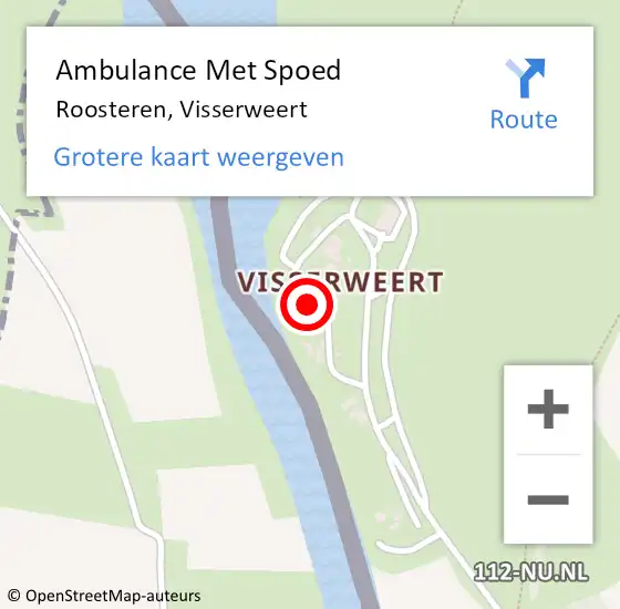 Locatie op kaart van de 112 melding: Ambulance Met Spoed Naar Roosteren, Visserweert op 21 september 2017 15:04