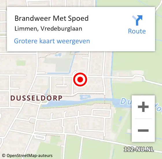 Locatie op kaart van de 112 melding: Brandweer Met Spoed Naar Limmen, Vredeburglaan op 21 september 2017 15:12