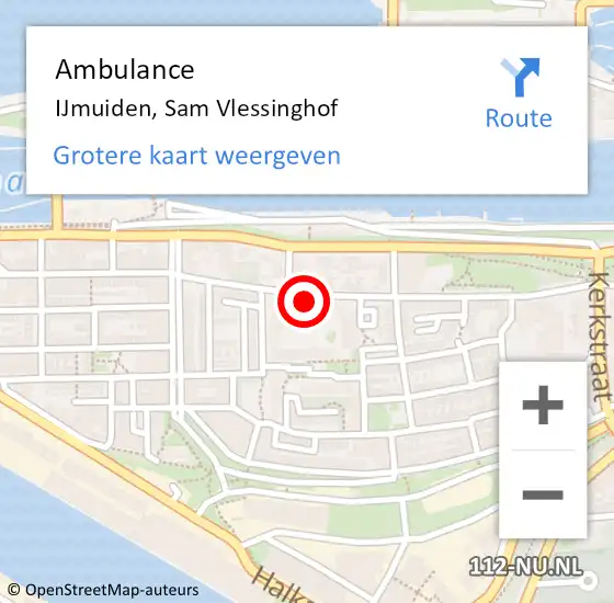 Locatie op kaart van de 112 melding: Ambulance IJmuiden, Sam Vlessinghof op 21 september 2017 15:30