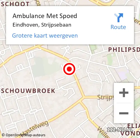 Locatie op kaart van de 112 melding: Ambulance Met Spoed Naar Eindhoven, Strijpsebaan op 21 september 2017 15:33