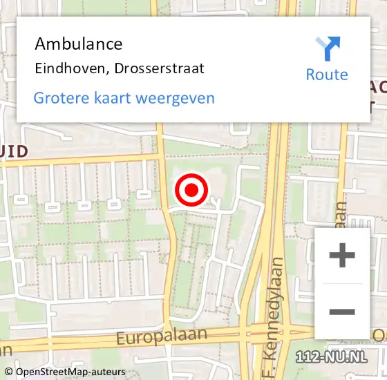 Locatie op kaart van de 112 melding: Ambulance Eindhoven, Drosserstraat op 21 september 2017 15:36