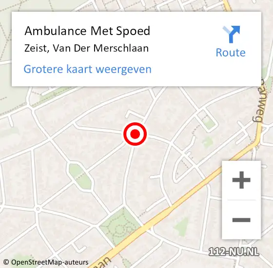 Locatie op kaart van de 112 melding: Ambulance Met Spoed Naar Zeist, Van Der Merschlaan op 21 september 2017 16:01