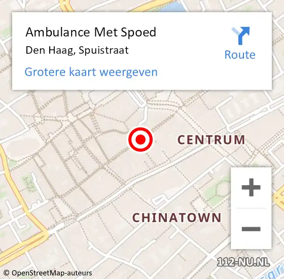 Locatie op kaart van de 112 melding: Ambulance Met Spoed Naar Den Haag, Spuistraat op 21 september 2017 16:11