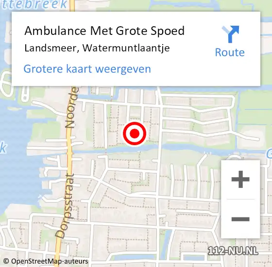 Locatie op kaart van de 112 melding: Ambulance Met Grote Spoed Naar Landsmeer, Watermuntlaantje op 21 september 2017 16:12