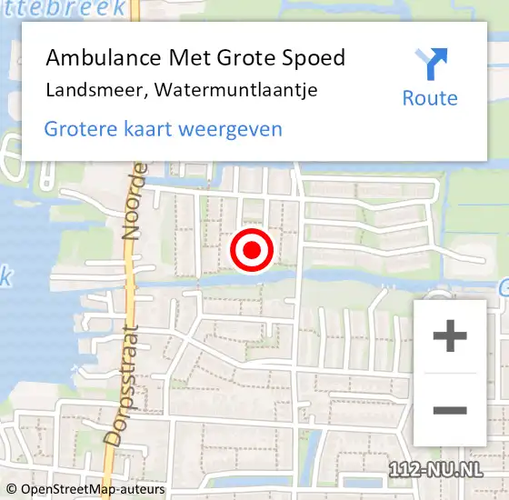 Locatie op kaart van de 112 melding: Ambulance Met Grote Spoed Naar Landsmeer, Watermuntlaantje op 21 september 2017 16:13
