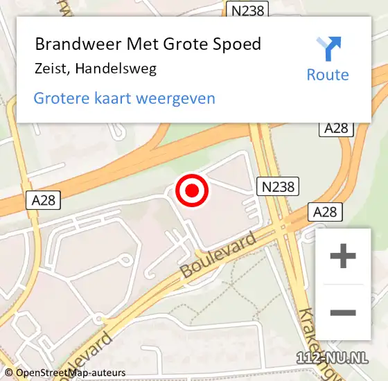 Locatie op kaart van de 112 melding: Brandweer Met Grote Spoed Naar Zeist, Handelsweg op 21 september 2017 16:28