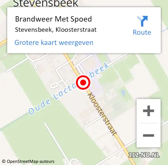 Locatie op kaart van de 112 melding: Brandweer Met Spoed Naar Stevensbeek, Kloosterstraat op 21 september 2017 16:43