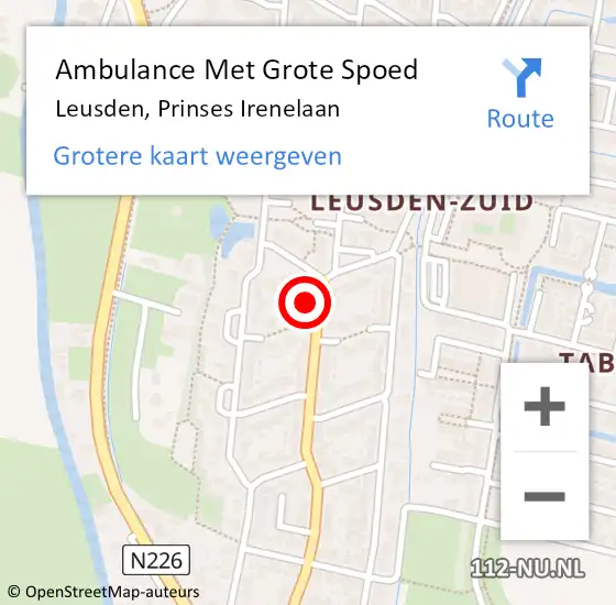 Locatie op kaart van de 112 melding: Ambulance Met Grote Spoed Naar Leusden, Prinses Irenelaan op 21 september 2017 17:28