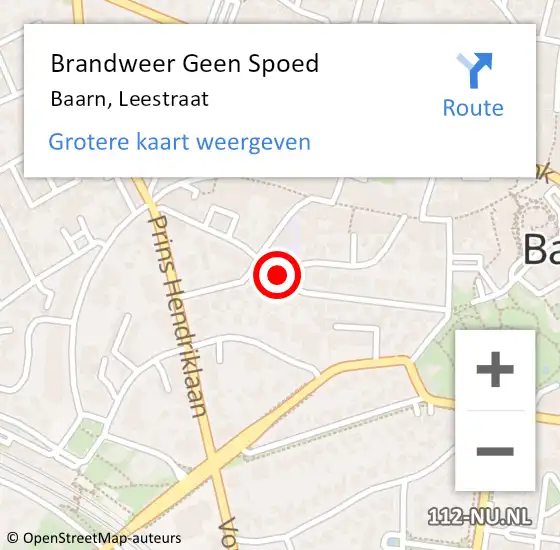 Locatie op kaart van de 112 melding: Brandweer Geen Spoed Naar Baarn, Leestraat op 21 september 2017 17:35