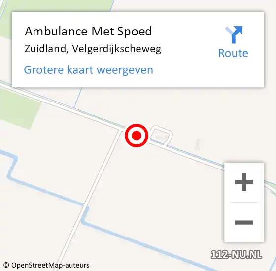 Locatie op kaart van de 112 melding: Ambulance Met Spoed Naar Zuidland, Velgerdijkscheweg op 21 september 2017 17:47