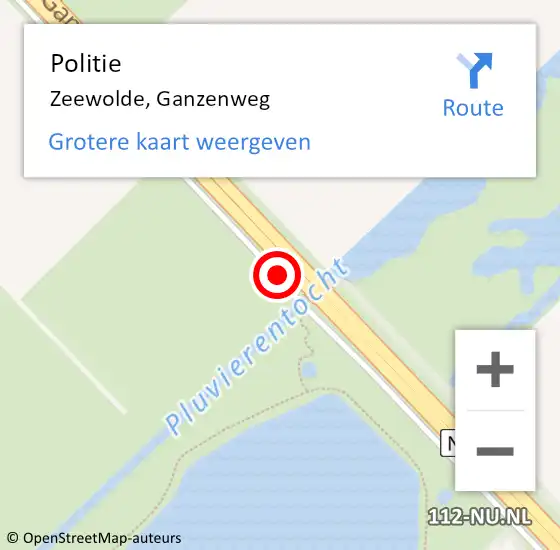 Locatie op kaart van de 112 melding: Politie Zeewolde, Ganzenweg op 21 september 2017 18:09