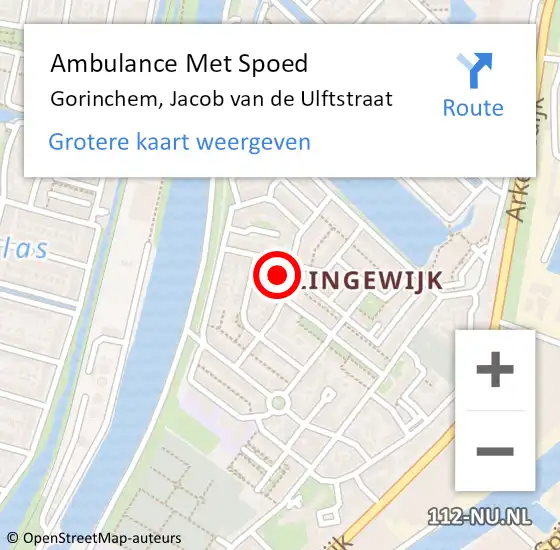 Locatie op kaart van de 112 melding: Ambulance Met Spoed Naar Gorinchem, Jacob van de Ulftstraat op 21 september 2017 18:22