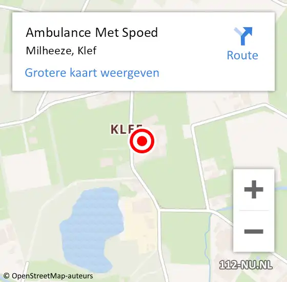 Locatie op kaart van de 112 melding: Ambulance Met Spoed Naar Milheeze, Klef op 21 september 2017 19:33